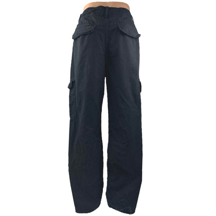 Zara Women's Black High Waisted Baggy Wide Leg Trousers Cargo Pants Size 8