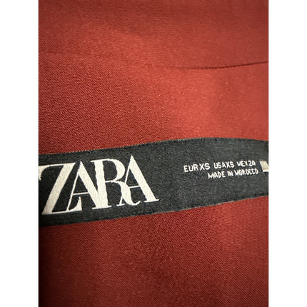 Zara Women's Red Open Front Long Sleeve Pockets Blazer Coat Jacket Top Size XS