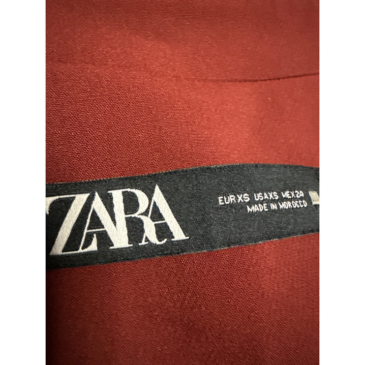 Zara Women's Red Open Front Long Sleeve Pockets Blazer Coat Jacket Top Size XS