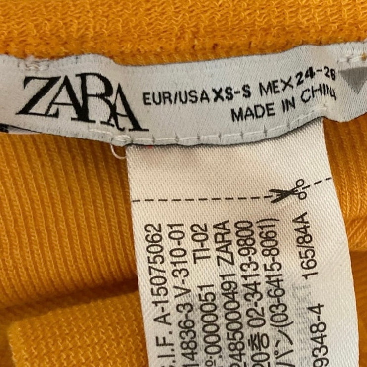 Zara Yellow Ribbed Knit Scoop Neck Stretch Pullover Activewear Sports Bra XS/S