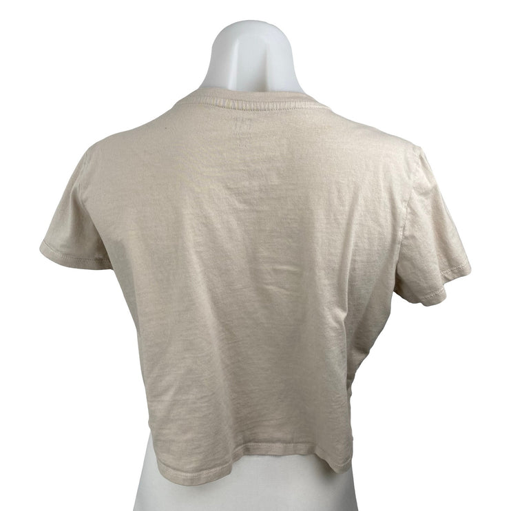Gap Womens Beige Keith Haring Flower Artwork Short Sleeve Crop T Shirt Tee Top M