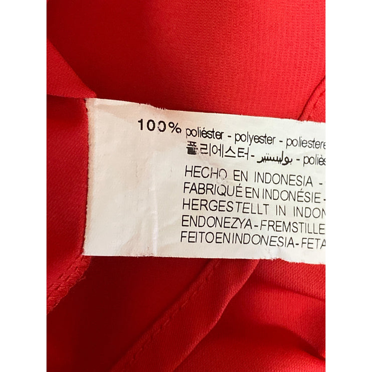 Zara Women's Red Tie Neck Long Puff Sleeve Button Career Shirt Blouse Top Size M