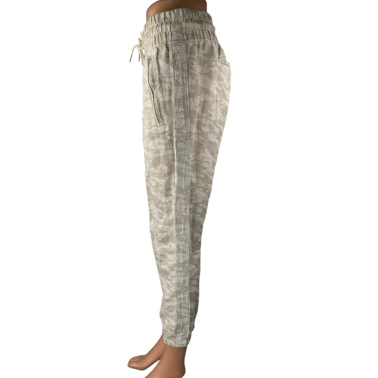 Athleta Cabo Tide Linen Women's Beige High Rise Jogger Sweat Pants Size 0P