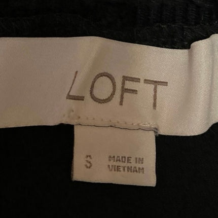 Ann Taylor LOFT Black Long Sleeve Floral Embroidered Mock Neck Blouse Top Size S