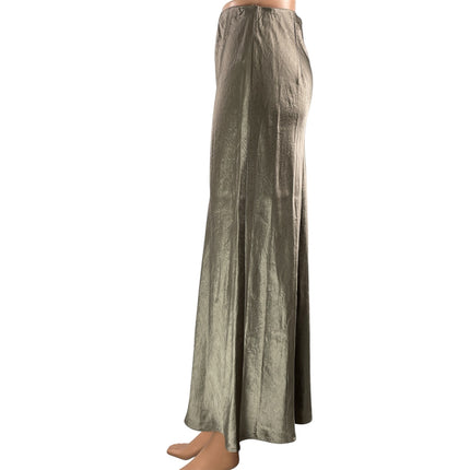 Aritzia Babaton Olive Green Silk Satin High Waist Straight Full Midi Skirt Sz 4