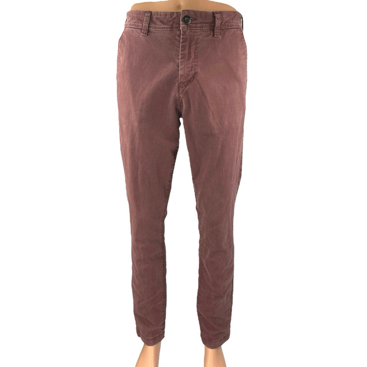 Aeropostale Men's Brown High Rise Skinny Chino Khaki Trousers Pants Size 30/34