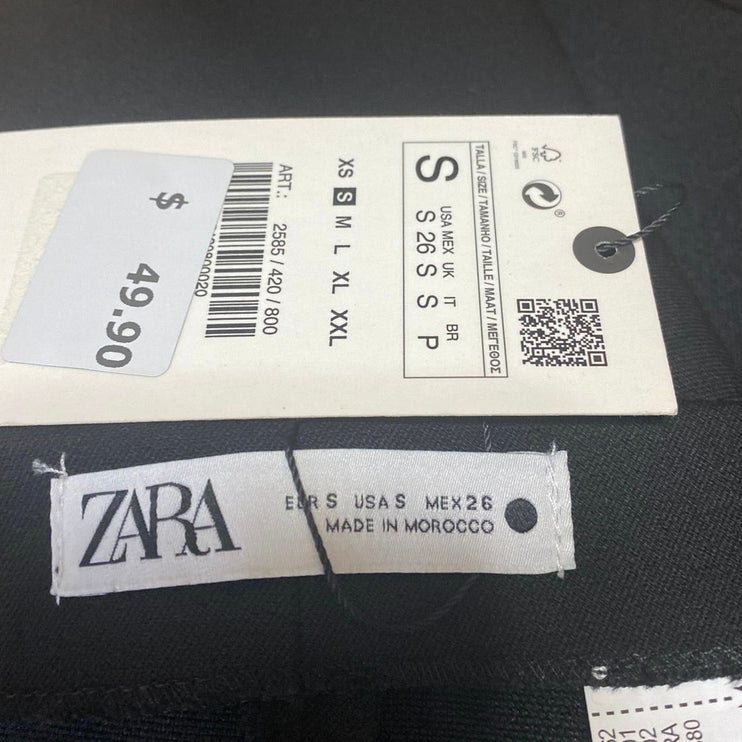NEW Zara Women's Black Asymmetric High Waist Zipper Mini A-Line Skirt Size S
