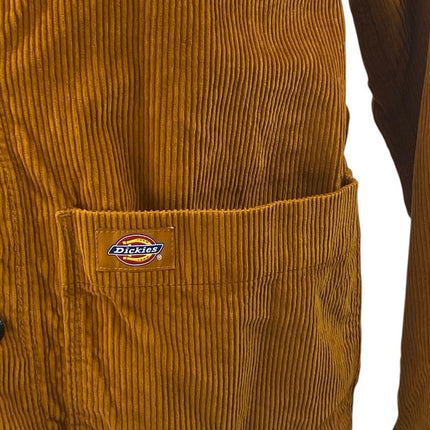 Dickies Men's Tan Corduroy Long Sleeve Button Up Pocket Shirt Jacket Size S