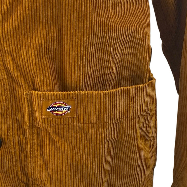 Dickies Men's Tan Corduroy Long Sleeve Button Up Pocket Shirt Jacket Size S