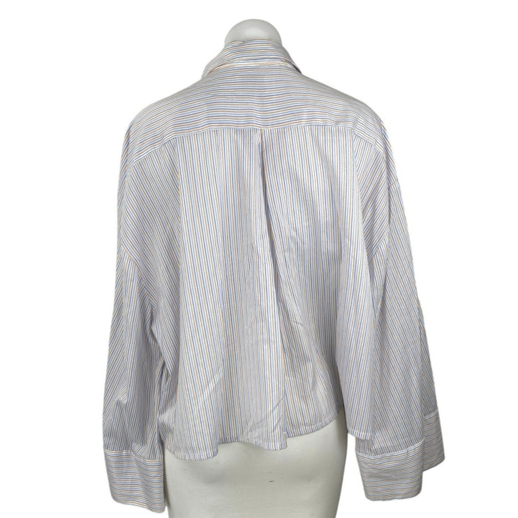 Urban Outfitters Women's Multicolor Striped Long Belle Sleeve Button Up Shirt M