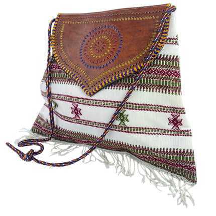 Women's Multicolor Brown Aztec Boho Fringe Ethnic Quilted Crossbody Handbag OS