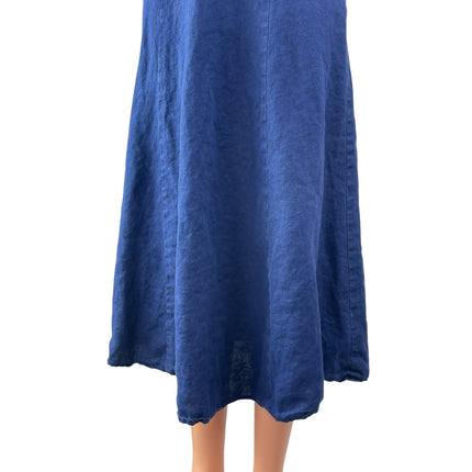 Reformation Women's Blue 100% Linen High Waisted Flare A Line Midi Skirt Size 2