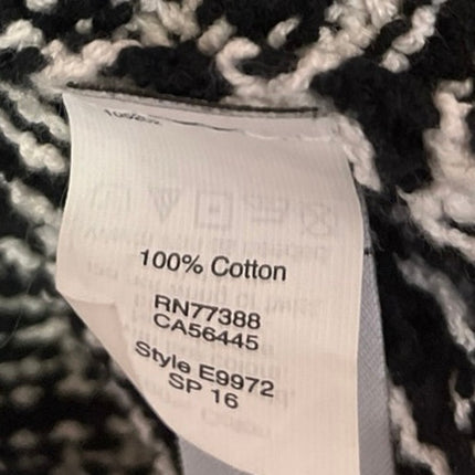 Madewell Saunter Black White Knit Geometric Pattern Open Cardigan Sweater Sz XS