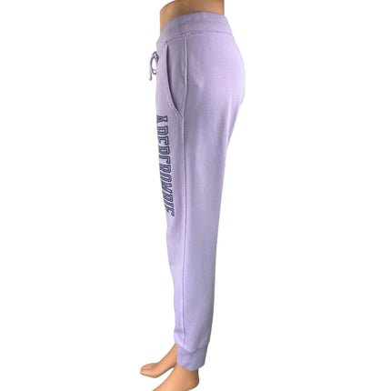 Abercrombie & Fitch Purple Lilac Spell Out Logo Tapered Jogger Sweat Pants Sz S