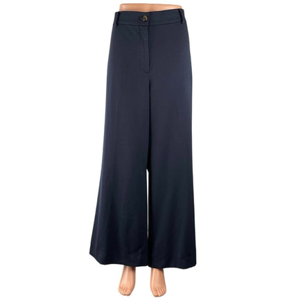 Ann Taylor Perfect Curvy Blue Palazzo Wide Leg Flare Trousers Dress Pants Sz 16