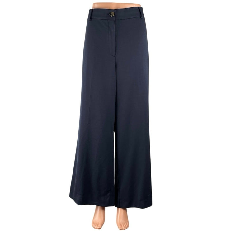 Ann Taylor Perfect Curvy Blue Palazzo Wide Leg Flare Trousers Dress Pants Sz 16