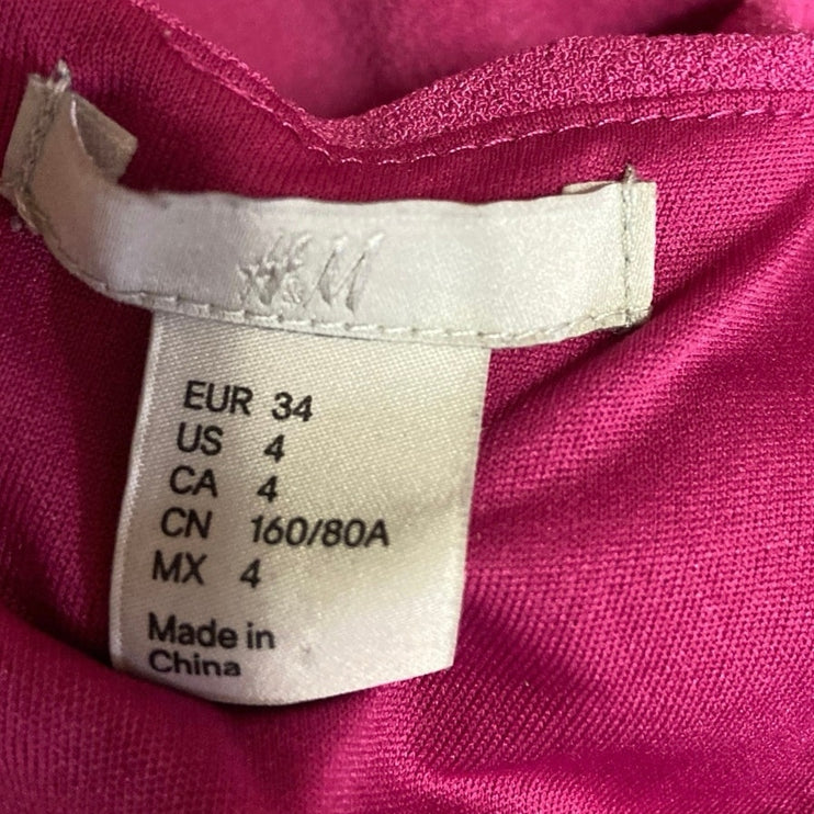 H&M Pink Sleeveless Crewneck Pleated Fit & Flare Knee Length Casual Dress Sz 4