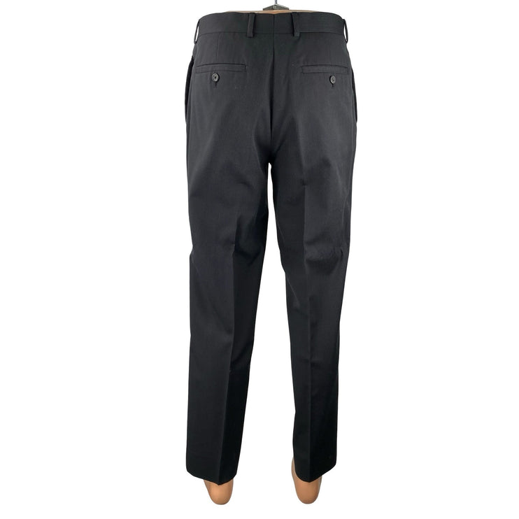 Egara Mens Black Striped Slim Fit Straight Mid Rise Trousers Dress Pants Size 32
