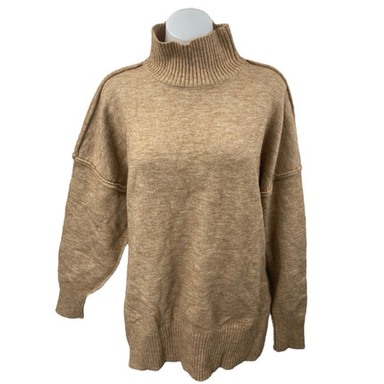 Commense Women's Tan Beige Khaki Turtleneck Knit Pullover Sweater Top Size XS