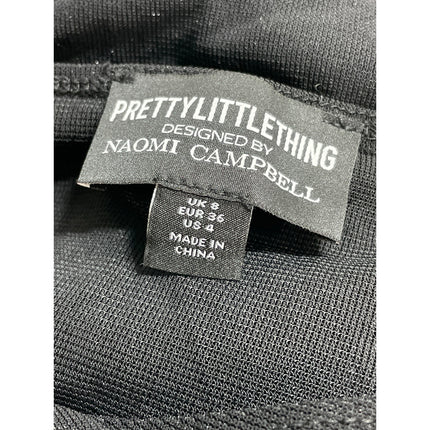 PrettyLittleThing x Naomi Campbell Black Bandeau Ruched Strapless Blouse Top 4
