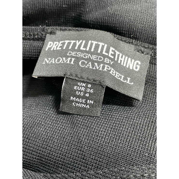 PrettyLittleThing x Naomi Campbell Black Bandeau Ruched Strapless Blouse Top 4