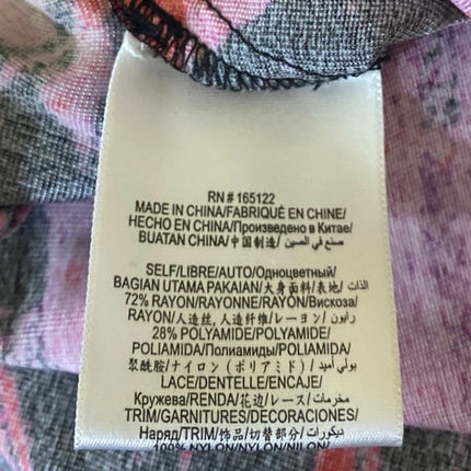 BCBGMAXAZRIA Multicolor Lace Long Sleeve Deep V Neck Faux Wrap Blouse Top Size M
