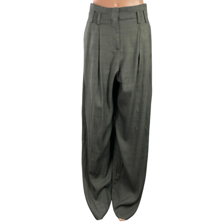 MNG Mango Selection Womens Gray Plaid High Rise Wide Leg Trousers Pants Size 2
