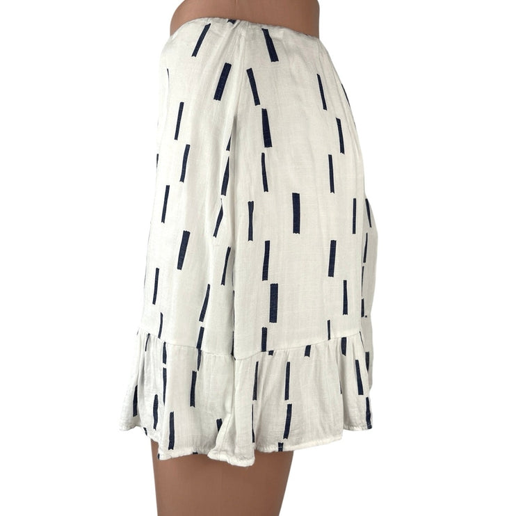 Emory Park White Blue Striped Ruffle Mini Casual Straight Pencil Skirt Size M