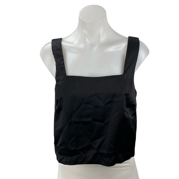 Abercrombie & Fitch Black Sleeveless Square Neck Cami Tank Blouse Crop Top Sz M