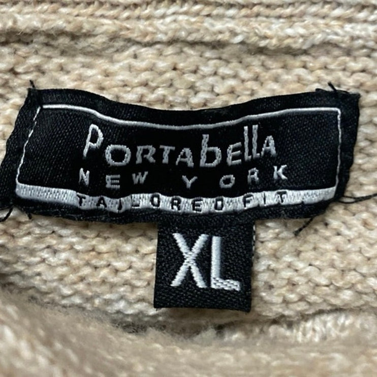 Portabella Women's Cream Tan Cable Knit Turtleneck Long Sleeve Sweater Top Sz XL