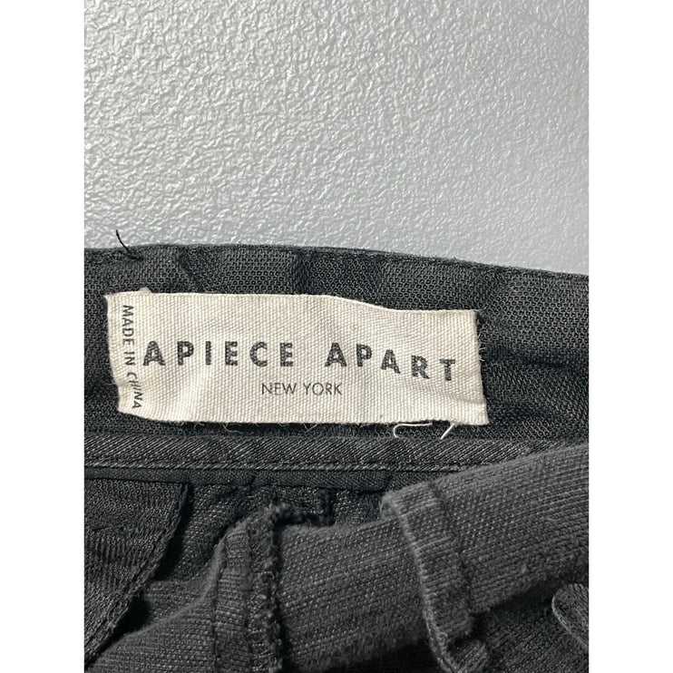 Apiece Apart Women's Black Pleated High Rise Wide Leg Crop Denim Jeans Size S