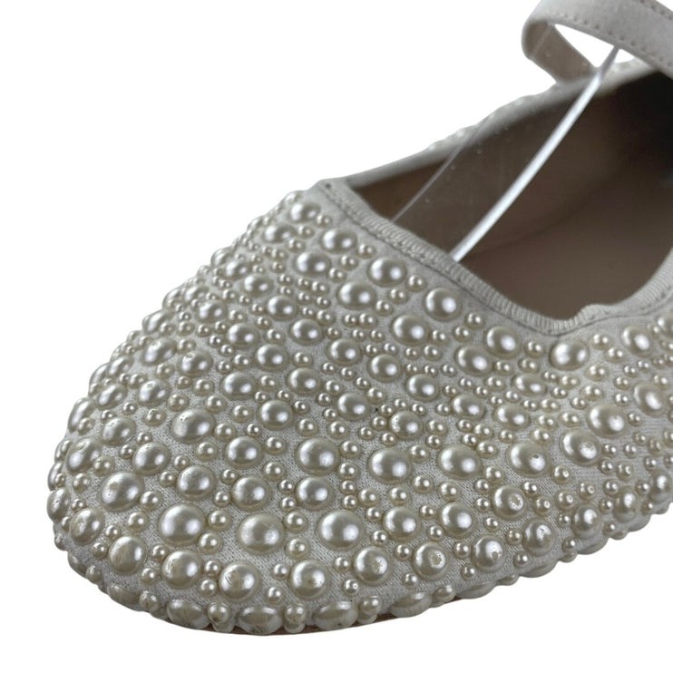 STEVE MADDEN Caddie White Rhinestone Jeweled Mary Jane Ballet Flats Shoes Sz 9M