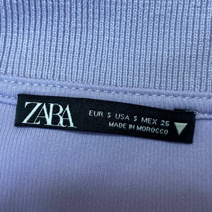 Zara Purple Long Sleeve Knit Polo Collared V Neck Shirt Bodysuit Top Size S