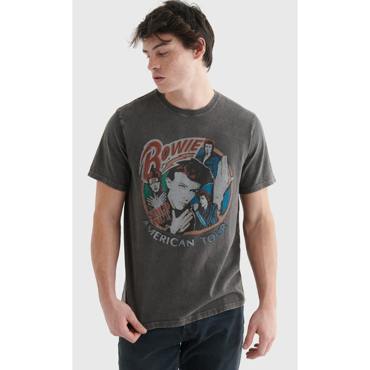 Lucky Brand Men's Gray Bowie Graphic Short Sleeve Crew T Shirt Tee Top Size L