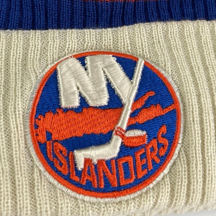 Fanatics New York Islanders NHL Vintage Hockey Pom Pom Cuff Knit Beanie Hat OS