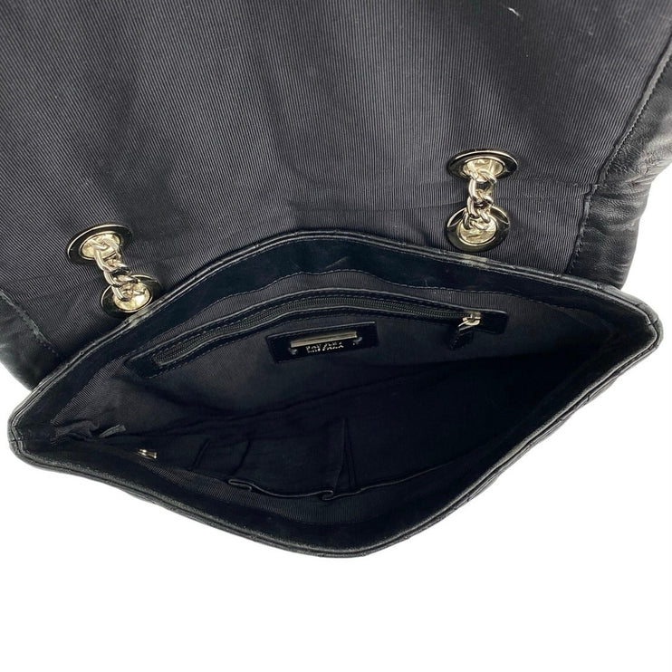 Badgley Mischka Black Faux Leather Vegan Chain Crossbody Purse Bag Handbag OS