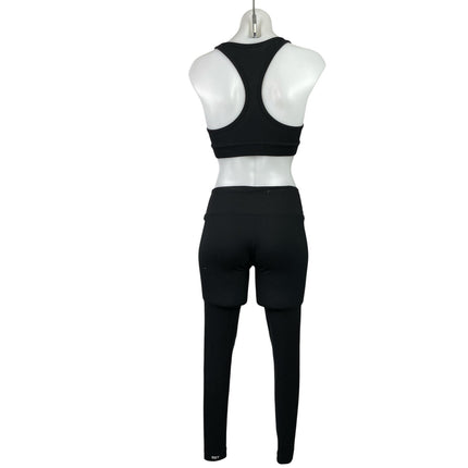 Set Active Black Racerback Yoga Athletic Sports Bra Leggings 2 Piece Set Size S