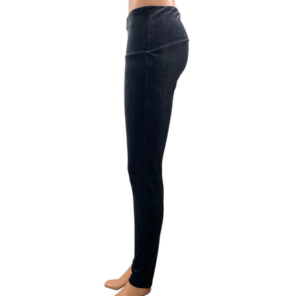 Spanx Women's Black Velvet Velout Pull On High Rise Yoga Leggings Pants Size L