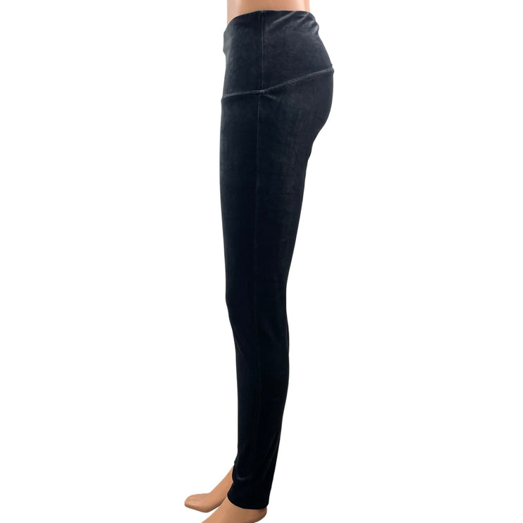 Spanx Women's Black Velvet Velout Pull On High Rise Yoga Leggings Pants Size L