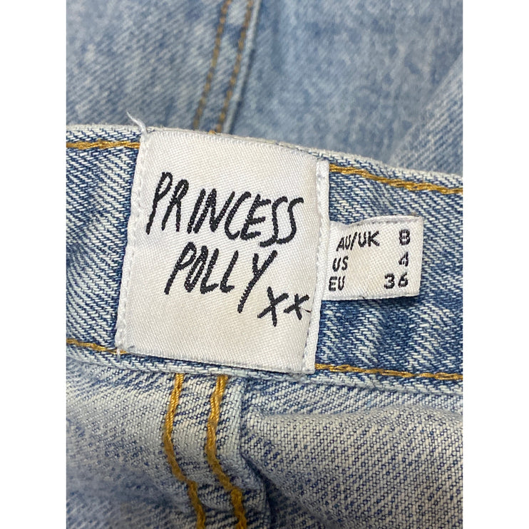 Princess Polly Women's Blue Light Wash Baggy Straight High Rise Denim Jeans sz 4
