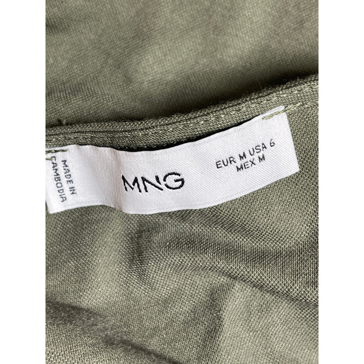 Mango MNG Aria Green V Neck Sleeveless Button Down Mini Tank Shift Dress Size 6