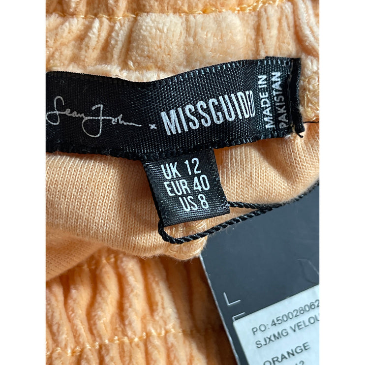 NEW Sean John x Missguided Womens Coral Velvet Velour Track Sweat Pants Size 8