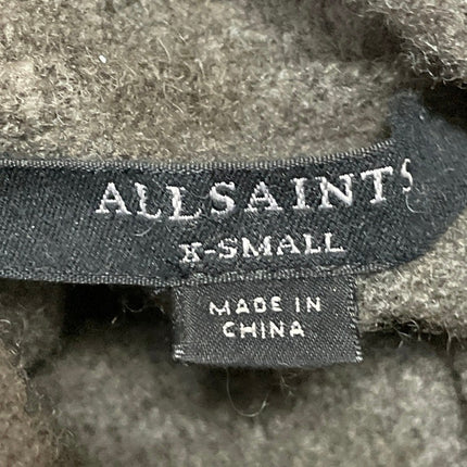 ALLSAINTS Brown Wool Knit Asymmetrical Cropped Turtleneck Sweater Top Size S