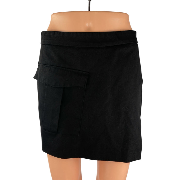 Zara Womens Black High Rise Cargo Pocket Mini Athletic A-Line Skort Skirt Size M