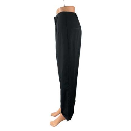 Zara Black Pleated High Rise Loose Straight Wide Leg Trousers Dress Pants Size S