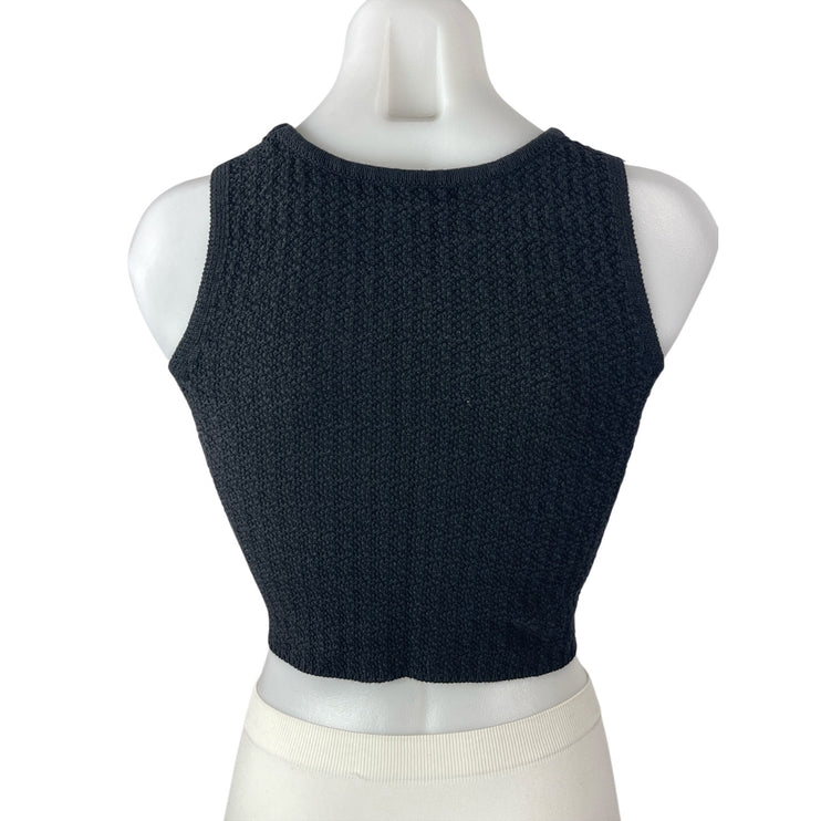 Oak + Fort Women's Black Knit Crew Neck Sleeveless Crop Sweater Tank Top Size M
