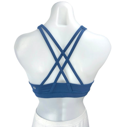 Lululemon Blue Strappy Cross Back Sleeveless Yoga Athletic Sports Bra Crop Top 8