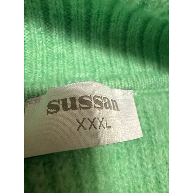Sussan Women's Green Knit Long Sleeve V Neck Collared Polo Sweater Top Size 3XL