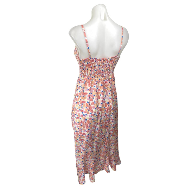 Coco Multicolor Floral Sleeveless Ruffle Cami Camisole Tank Midi Sheath Dress L