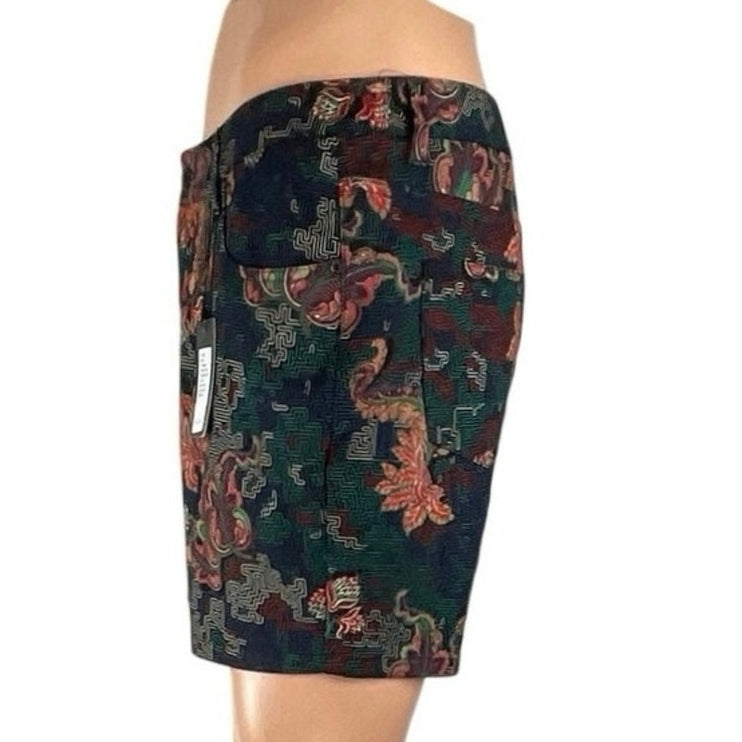 NEW Steele Men's Multicolor Geometric Floral Knit Denim Jean Shorts Size 34